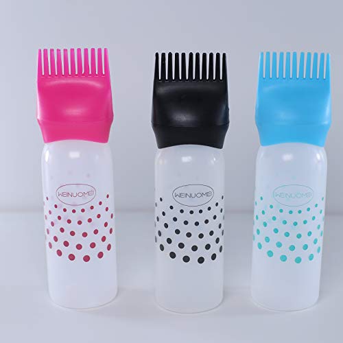 Poitemsic 3Pcs 6Oz Hair Color Oiling Bottles Root Comb Squeeze Applicator Bottles With Dots For Hair Coloring Dye Hair Oiling Care,Hair Bleach #TOP7