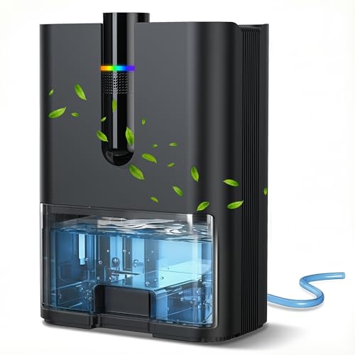 Déshumidificateur Électrique, 2500ML Deshumidificateur d Air Anti Moisissure, Absorbeur D'humidité Silencieux avec Tuyau de Vidange, Arrêt Automatique,...