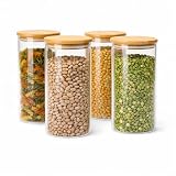 Kit com 4 Potes Herméticos 1 Litro de Vidro Borossilicato, Redondo