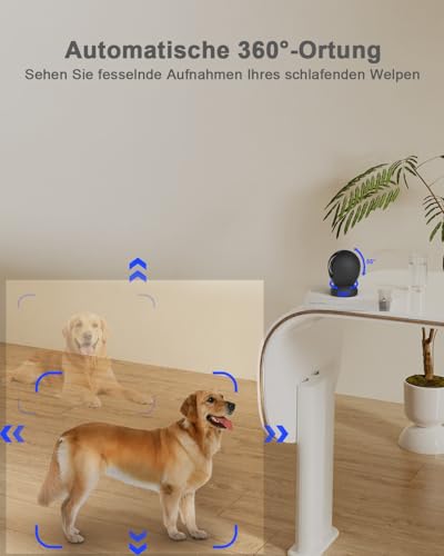 usogood 4MP Überwachungskamera Innen, 2,4Ghz & 5Ghz WLAN Kamera für Baby/Haustier, 360 Grad Kamera Überwachung Innen, Bewegungserkennung und -verfolgung und Sirene, Nachtsicht, 2-Wege-Audio, Schwarz