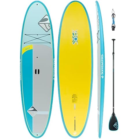 Boardworks Sōlr | Recreational Stand Up Paddleboard | X-Shot Epoxy Hardboard with Paddle | 10' 6" | Blue/Yellow/Grey, 4440720527 Cover