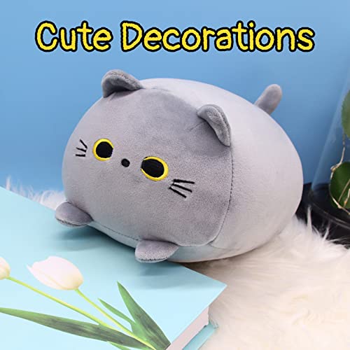 Desdfcer Kuscheltier Katze 18CM Graue Katze Plüschtiere, Kuschelige weiche Kissen für Kinder, Jungen und Mädchen, Wohnkultur