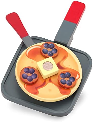 Melissa & Doug Toy Food Pancake Set | Wooden Toy | Pretend Play | Kids Play Food | Kids Kitchen Accessories | Pretend Food | Montessori Kids Toys Age 3 | Gift for Boy or Girl