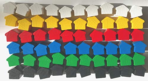Spieltz 3372: Spielsteine Häuser Holz klein (12x13x12 mm), 6 Farben (6 x 10) Cover