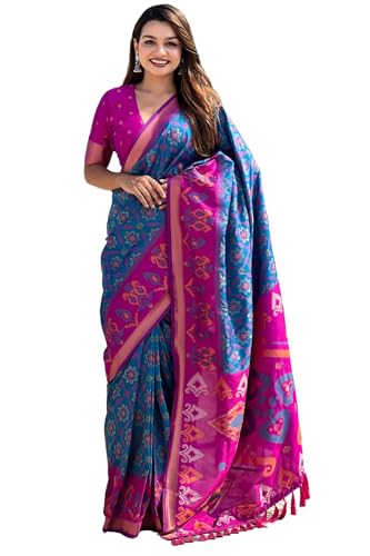SGF11 Women's Kanjivaram Patola Soft Pure Silk Sarees With Unstitched Blouse Piece product image 10