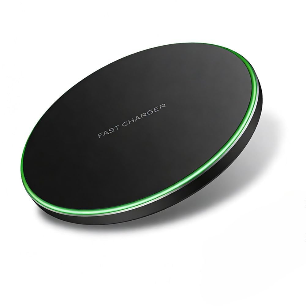 15W LED Light Wireless Charger Phone Charge Pad Stand for iPhone 17 16 15 14 13 12 XS Samsung Xiaomi 17 Pro Max Mobile Phone Fast Wireless Charging Dock Station (Black No Cable)