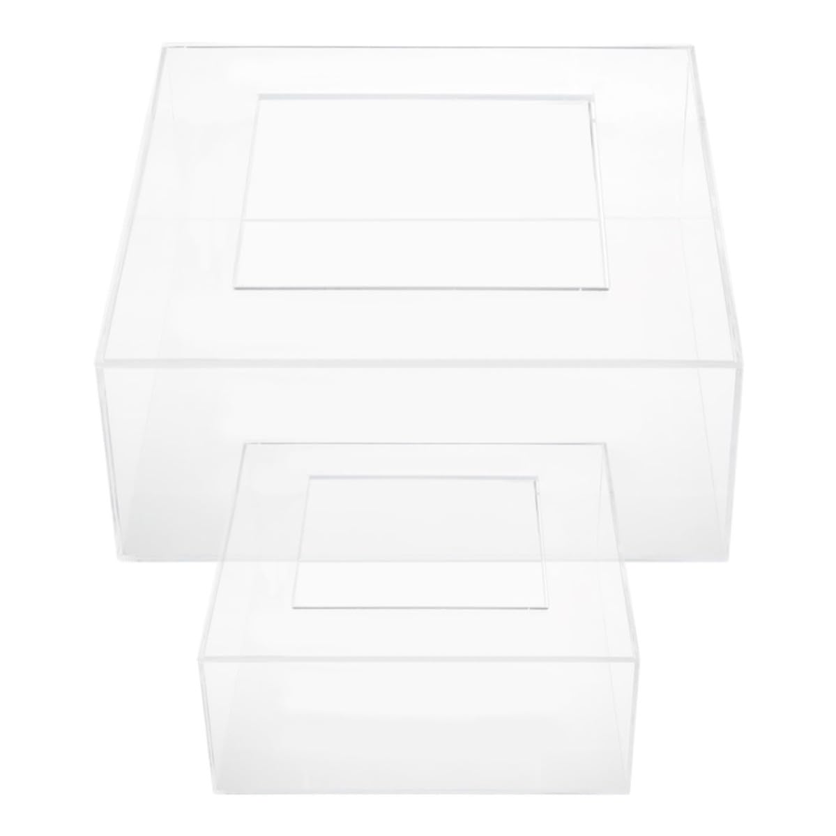 POPETPOP 2 Pezzi Espositore per Dolciumi Quadrato in Acrilico Trasparente Design Impilabile e Coperchio, Supporto per Pasticceria per Matrimoni e Feste