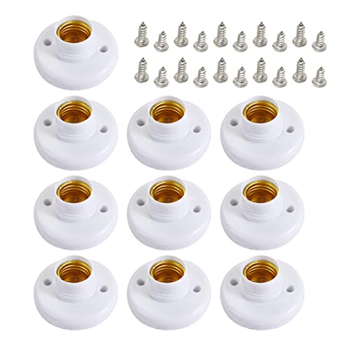 QOTSTEOS 2 Pcs de Douille pour Ampoule E27, Supports de Lampe E27 Douille de Base de Vis en Plastique Rond, Porte-Lampe Support Douille E27 Murale, Ronde Vis Titulaire Lumière Douille(Blanc