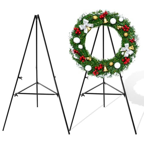 FULAIERGD 2 Pcs Christmas Metal Wreath Stand Holder - Detachable Wreath Holder for Cemetery Wreath Easel for Wedding Flower Display Wreath Holder for Grave Gravestone Indoor Outdoor Decorations
