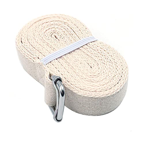 Shiwaki Cinturón de Yoga de algodón,Correa de Yoga de 8 pies/244cm para Estirar la Correa de la Correa de Yoga, Correa de Estiramiento de Yoga con Hebilla de Anillo en D Ajustable - Beige