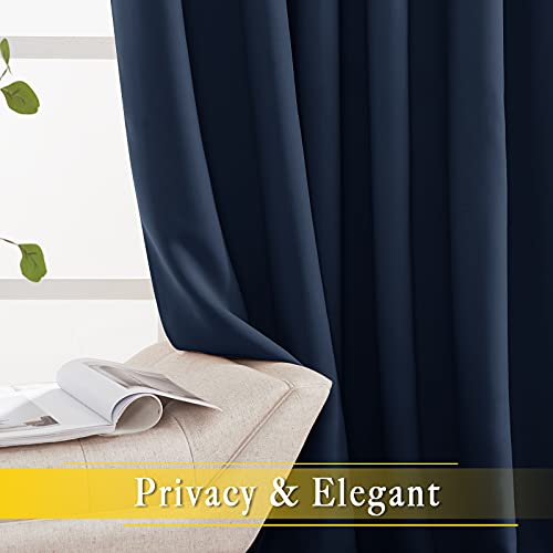 NICETOWN Bedroom Window Blackout Curtain Panel - Thermal Insulated Blackout Drape/Drapery for Loft, Guestroom (Navy, 1 Panel, 80 x 84 inch)