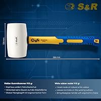 S&R Gummihammer Groß Weiß 75mm, 910g Schonhammer Pflasterhammer Camping Hammer Rückschlagfrei - spurlos auf Fliesen, Möbel und Fenster - GS Siegel sowie TÜV geprüft – Ansicht 2