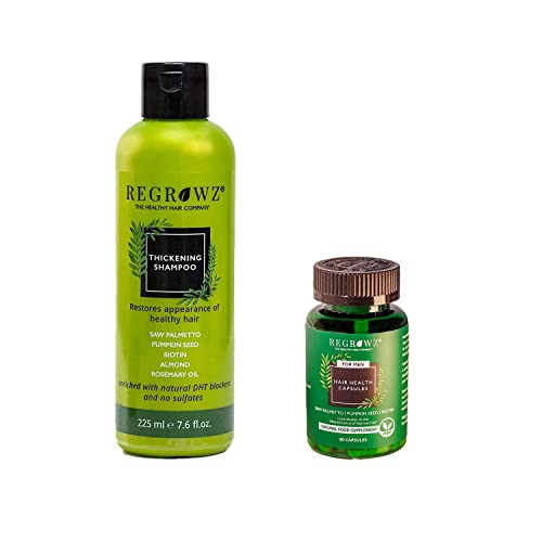 Regrowz Thickening Shampoo With Saw Palmetto 225Ml With Biotin Hair Growth Supplement For Men 60 Capsules #TOP16
