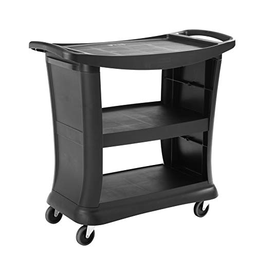 Rubbermaid Commercial Products Executive Series Utility/Service Cart 300 lb. Capacity Black for Foodservice/Restaurant/Cleaning
