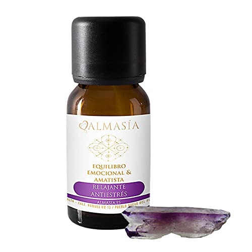 Ätherisches Öl - Emotionales Gleichgewicht mit Amethyst - 15 ml - Schützt und Pflegt die Haut - Anti-Stress und Entspannung - Amethyst Edelstein - 100% Natürlich - Nicht an Tieren Getestet - Almasía