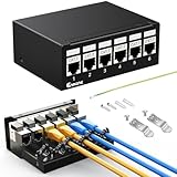 Enmane 6Port Patch Panel CAT7 Keystone Patch Panel Shielded Network Patch Patch with Smart Cable Management for Home/Office Network (1U 6Port, CAT7)