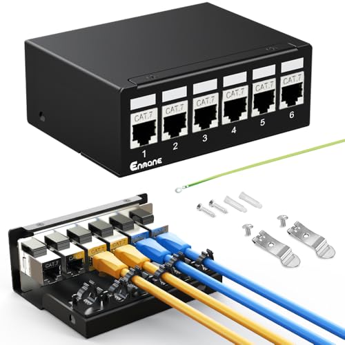 6-Port CAT7 Keystone Patch Panel with dust-proof design