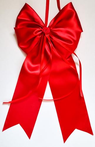 CaPiSo 20x40 cm Große Satin-Doppelschleife ohne Basteln Schleife Geburtstag Weihnachtsschleife Weihnachten Hochzeit Doppelschleife Satinschleife (Rot Rose Rot)