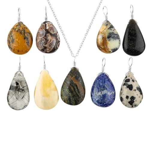 CRYSTALINES (5pcs Natural Mix Gemstones Pendant Wholesale Bulk Lot, Polished