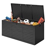 Sesslife 130 Gallon Outdoor Storage Box Lockable Deck Boxe Outdoor Waterproof for Garden...