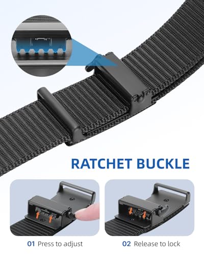 WONDAY 2 Pack Ratchet Belts for Men – Nylon Web Belts with Quick Release Buckle for Golf Work Casual Tactical Use