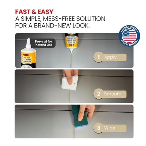 Tile Grout Repair Kit – Beige Grout Filler 8.8 oz, Ready-to-Use Caulk for Bathroom, Shower & Floor Tile Joints – Quick-Dry Grout Sealer with Spatula