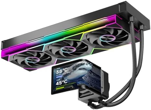 360mm AIO CPU Cooler with 6.67" 2K AMOLED Rotatable Screen | 320W TDP Liquid Cooling | ARGB Fans | Intel LGA1851/1700/115X & AMD AM5/AM4 Compatible | Black