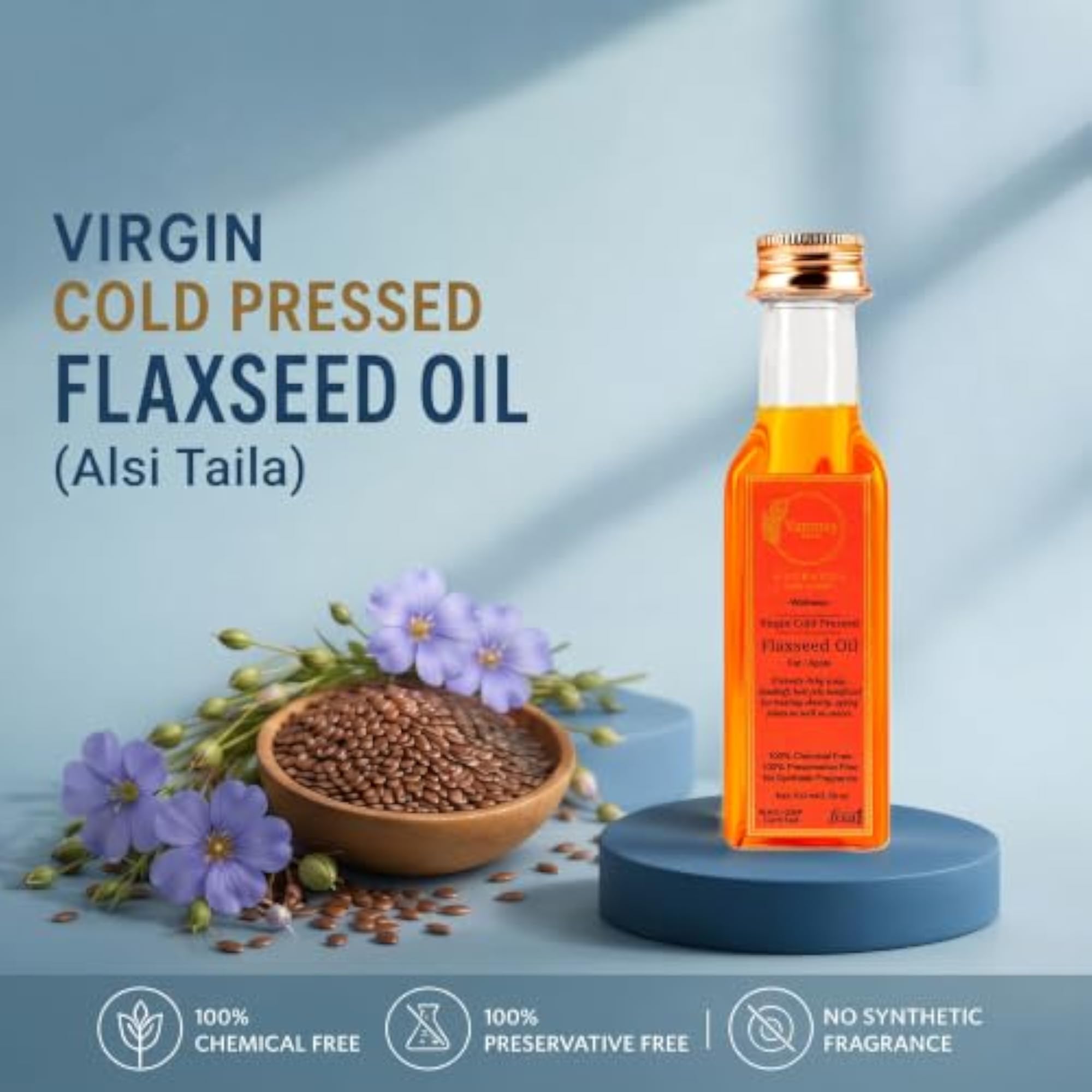 Virgin Cold Pressed Flaxseed Oil for Hair and Scalp
