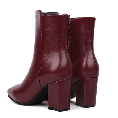 Image of Caradise Womens Chunky Block Heel Booties Zip Up Square Toe Ankle Boots