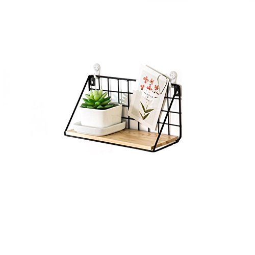 VAK Wooden Iron Storage Holders, Wall Hanging Storage Box, Flower Pots Book Storage Racks, Home Decoration Organizer Storage Shelf Stand for Kitchen Bathroom Bedroom Living Room Decor Supplies