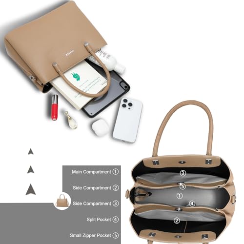 Image of Women's Top-Handle Handbags PU Leather Satchel Handbag with Detachable Shoulder Strap for Casual, Work, Traveling