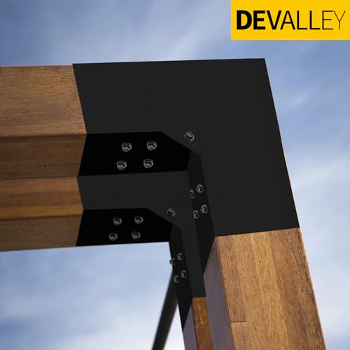 Image of 2-Way Pergola Brackets Kit, DIY L-Shaped Woodwork Brackets for 4 inch x 4 inch (Actual:3.5 inchx3.5 inch) Lumber for Patio Pergolas, Gazebos, Log Cabin W /Hardware - 1 Pack