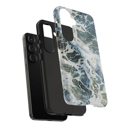 Coque Samsung S25 bleu motif eau mousseuse à finition brillante