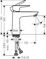 hansgrohe Waschtischarmatur Talis E, Wasserhahn Bad mit Auslaufhöhe 110mm, ohne Ablaufgarnitur, Badarmatur energiesparend (CoolStart) und wassersparend (EcoSmart), Chrom – Ansicht 5