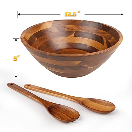 Homexcel Acacia 3-Piece Wooden Salad Bowl Set,Large Salad Bowl With Server,For Fruits, Salad, Cereal Or Past #TOP1
