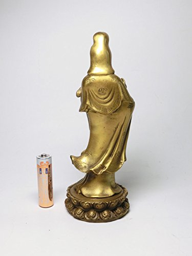 Amazon | 銅製 如意 聖観音菩薩像 立像 蓮華型台座＜ 仏像 開運置物