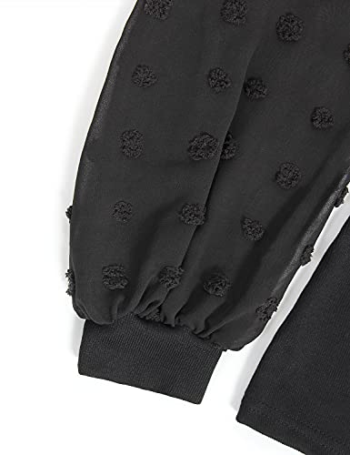 Blooming Jelly Womens Long Sleeve Blouses Shirts Elegant Knit Mesh Pom Pom Casual Loose Tops （Xl,Black） #TOP3