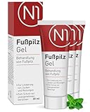 N1 Fußpilz Gel 3x30ml - Medizinprodukt zur schnellen intensiven Behandlung - Anti Fußpilz Creme gegen Juckreiz & Schutz vor unangenehmen Gerüchen - Salbe gegen Fußpilz mit Wirkstoff Natilact