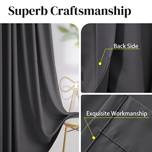 Rose Home Fashion Blackout Sliding Door Curtains, Room Darkening Thermal Insulated Curtains for Living Room Bedroom, Sliding Glass Door Drapes, 1 Panel, W100 x L84, Dark Grey