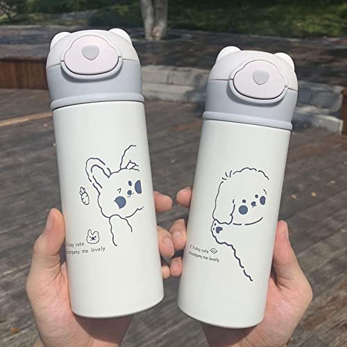 Water Bottle With Straw Bear Thermoses For Kids, Thermal Insulated Cups For Hot And Cold Drinks, Bpa Free Stainless Steel Leak-Proof Flask For Boys And Girls School Indoor Outdoor Sports(15 Oz Bunny) #TOP5