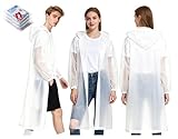 XRXYMQ 3 Stück Regenponcho Wiederverwendbar Regenmantel Durchsichtig Wasserdicht Regencape für Damen Herren Regen Poncho mit Tunnelzug Kapuze EVA Poncho Regen für DIY Pendler Musikfestivals Wanderunge