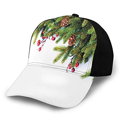 Unisex Hüte Baseballmützen Hüte Papa Hut Immergrüne Tanne Äste mit Zapfen Weihnachtsfeier Holly Culture Design