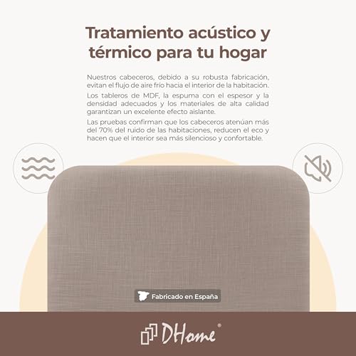 DHOME Cabecero Tapizado Liso Curvo Lino 70cm Altura para Pared Acústicos Cabeceros Absorbentes Cabezal Cama Dormitorio (Tierra, 150cm) - imagen 8