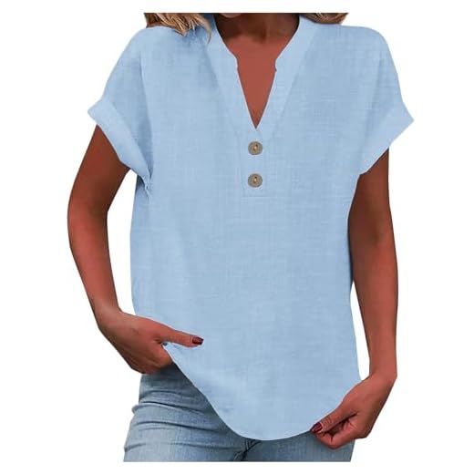 Chemisiers et Blouses Femme Chemise en Lin Printemps Été Ample Élégante T-Shirt Manches Courtes Coton Lin Uni Décontracté Design Ourlet Avant Confortable Respirant Ventes Flash du Jour et Soldes