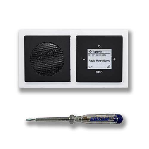 Busch Jäger SET Unterputz UP iNet Internet Radio 8216U (8216 U) Lautsprecher + Radio + Abdeckungen in Future Linear schwarz + 2fach Rahmen Future