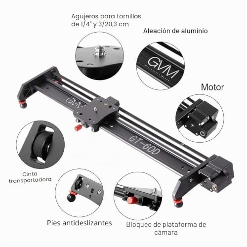 Miniatura 3 de Gvm Cámara Deslizante Motorizado, 60cm Fotografía Video Slider, Deslizador De Cámara Eléctrica Para Dslr Cámara De Fotografía, Vídeo, Videocámara, Filmación, Fotografía Slider