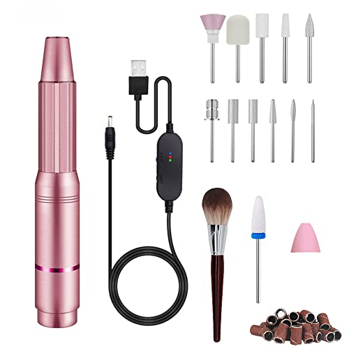 Kit Eléctrico de Limas para Uñas 16 en 1 USB Rosa miniatura 1