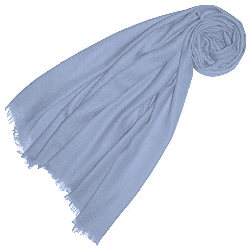 Lorenzo Cana Damski szal Pashmina 100% kaszmir lekki miękki kaszmirowy pashmina jednokolorowy jasnoniebieski 78308, niebieski, 70 x 200 cm