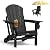 CLOUDEEP Folding Adirondack Chair, HDPE Plastic Black Adirondack Chairs Weather Resistant, Oversized Outdoor Fire Pit Chairs with Cup Holder and Umbrella Hole for Patio Garden, Lawn and Poolside