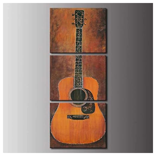 Biuteawal - 3 Piece Music Canvas Print Guitar Wall Art Painting Vintage Artwork for Home Living Room Bedroom Wall Decor Framed Ready to Hang